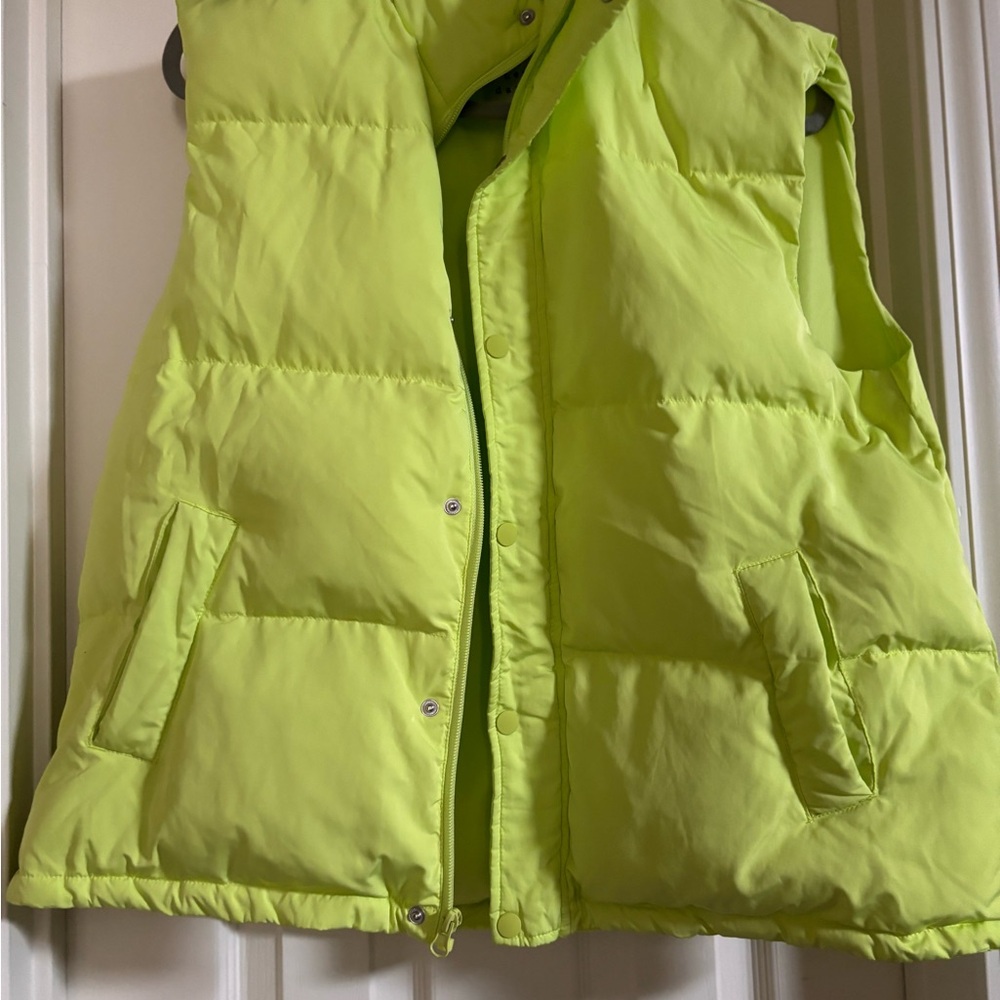 A New Day Puffer Vest Jacket Womens large Zip Up Snap Button Mock Neck